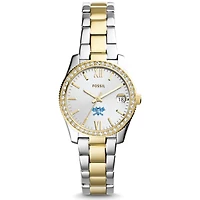 Women's Fossil  Silver/Gold Lawrence Technological University Blue Devils Scarlette Mini Two-Tone Stainless Steel Watch
