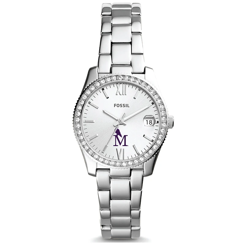 Women's Fossil Silver Montevallo Falcons Scarlette Mini Three-Hand Date Watch