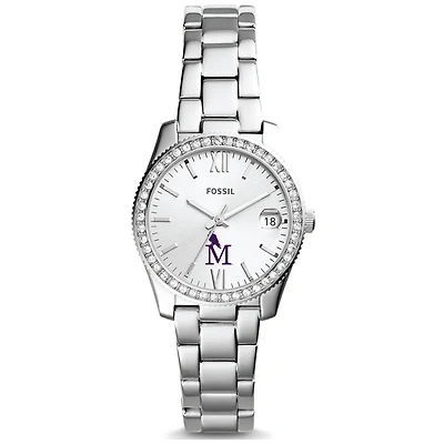 Women's Fossil Silver Montevallo Falcons Scarlette Mini Three-Hand Date Watch