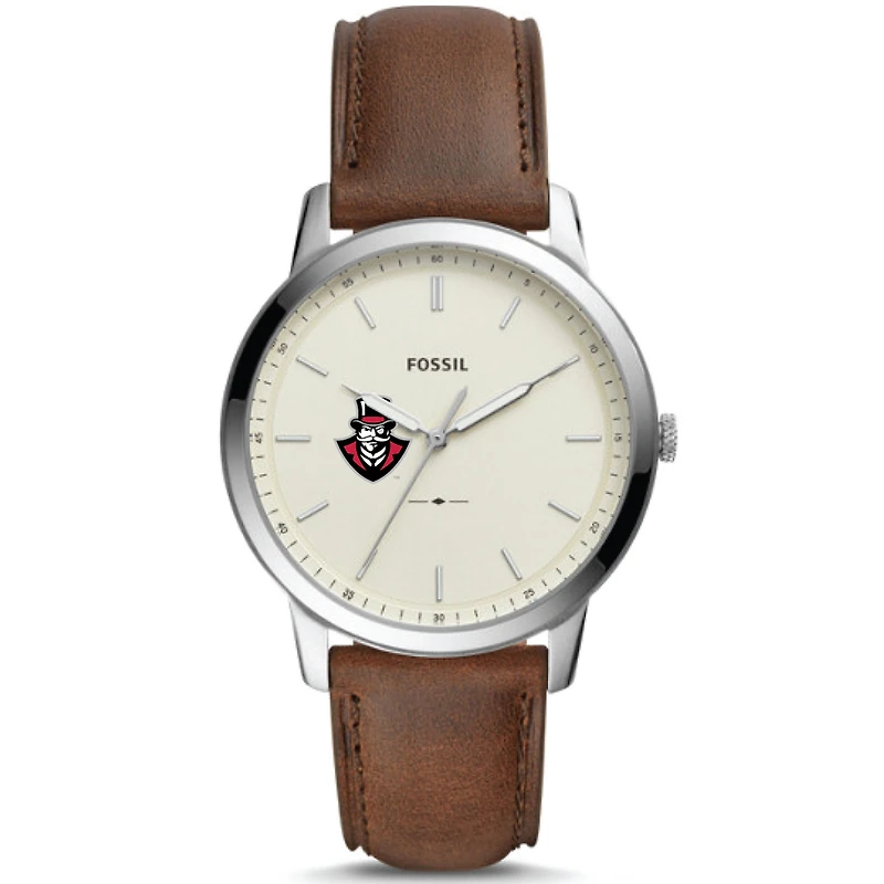 Men's Fossil Silver Austin Peay State Governors The Minimalist Brown Leather Watch