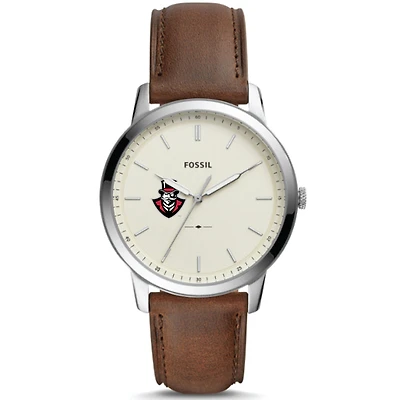 Men's Fossil Silver Austin Peay State Governors The Minimalist Brown Leather Watch
