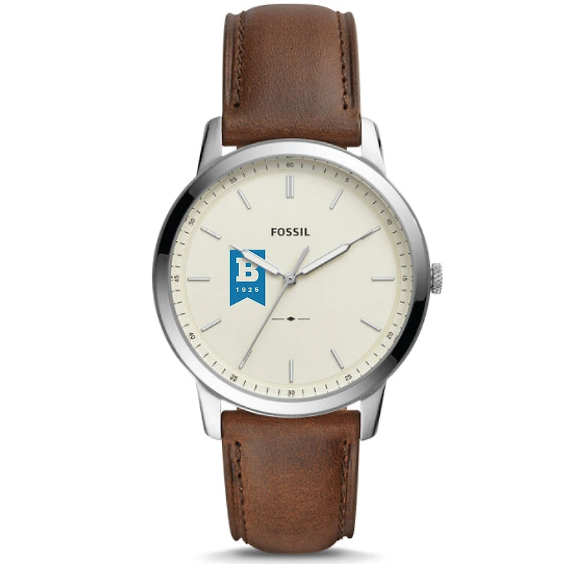Men's Fossil Silver University of Baltimore The Minimalist Brown Leather Watch