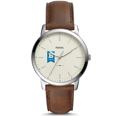 Men's Fossil Silver University of Baltimore The Minimalist Brown Leather Watch