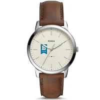 Men's Fossil  Silver University of Baltimore The Minimalist Brown Leather Watch