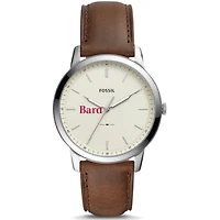 Men's Fossil  Silver Bard College Raptors The Minimalist Brown Leather Watch