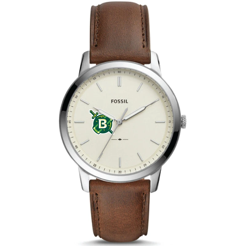 Men's Fossil Silver Belhaven Blazers The Minimalist Brown Leather Watch