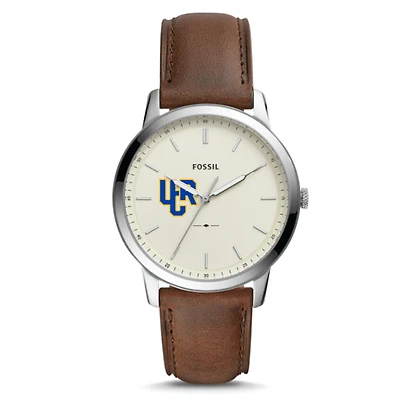Men's Fossil  Silver UC Riverside Highlanders The Minimalist Brown Leather Watch