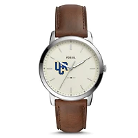 Men's Fossil  Silver UC Riverside Highlanders The Minimalist Brown Leather Watch