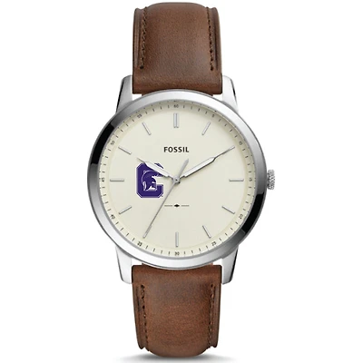 Men's Fossil Silver Capital University Comets The Minimalist Brown Leather Watch