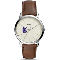 Men's Fossil  Silver Capital University Comets The Minimalist Brown Leather Watch
