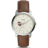 Men's Fossil  Silver Carlow University Celtics The Minimalist Brown Leather Watch