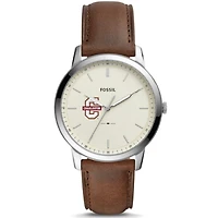 Men's Fossil  Silver Charleston Cougars The Minimalist Brown Leather Watch