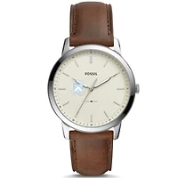 Men's Fossil  Silver Columbia University The Minimalist Brown Leather Watch