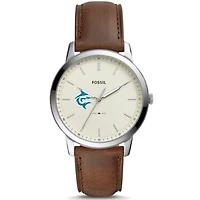 Men's Fossil  Silver Hawaii Pacific Sharks The Minimalist Brown Leather Watch
