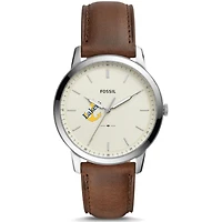 Men's Fossil  Silver Lake Superior State Lakers The Minimalist Brown Leather Watch