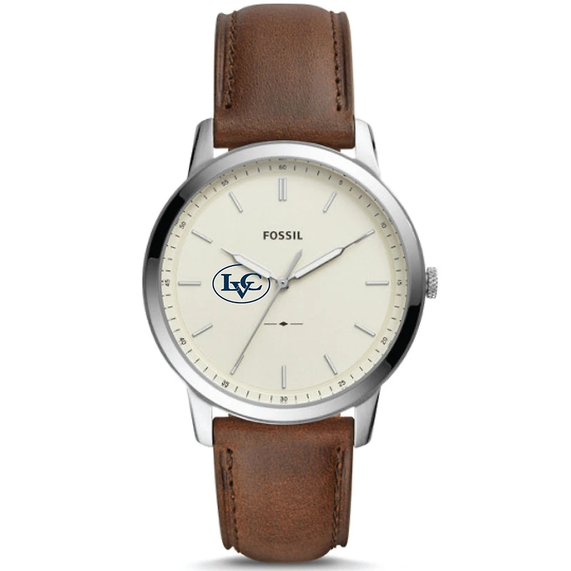 Men's Fossil Silver Lebanon Valley College The Minimalist Brown Leather Watch