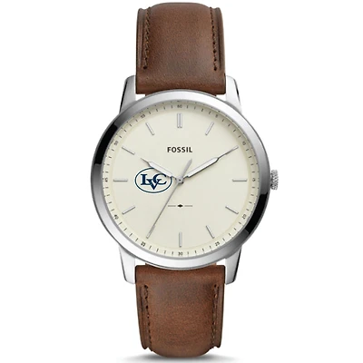 Men's Fossil Silver Lebanon Valley College The Minimalist Brown Leather Watch