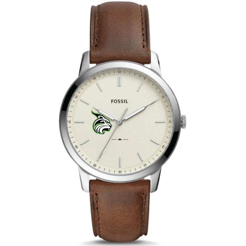 Men's Fossil Silver Lesley Lynx The Minimalist Brown Leather Watch