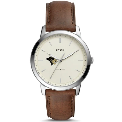 Men's Fossil Silver Lindenwood Lions The Minimalist Brown Leather Watch