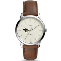 Men's Fossil  Silver Lindenwood Lions The Minimalist Brown Leather Watch