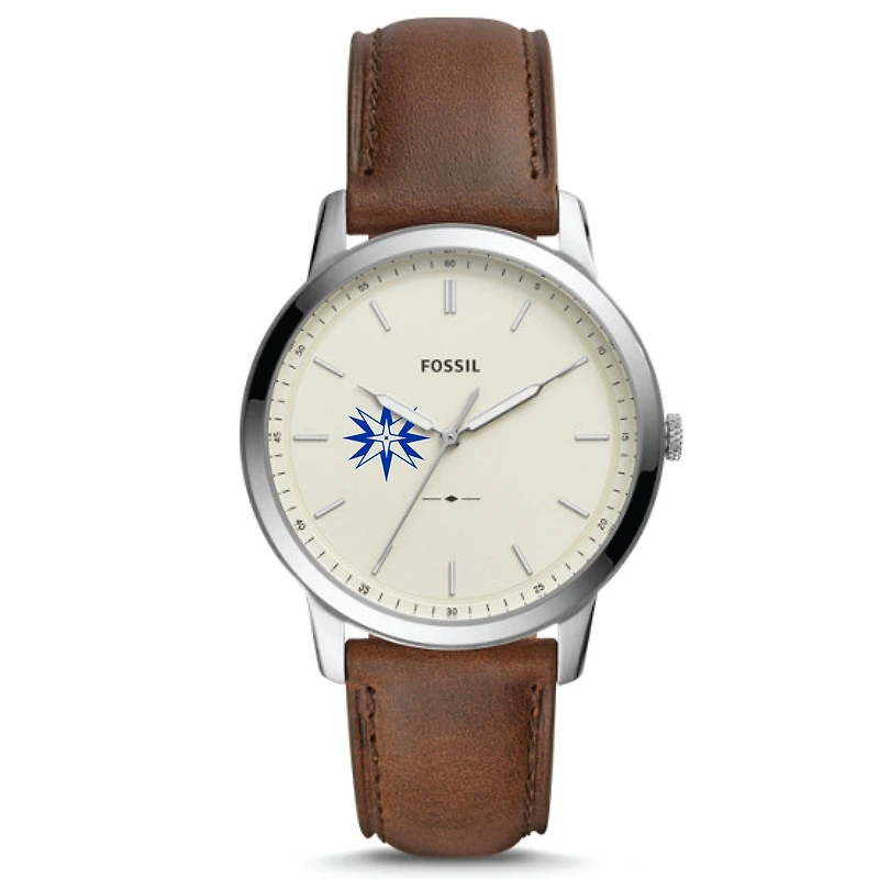 Men's Fossil Silver Moravian Greyhounds The Minimalist Brown Leather Watch