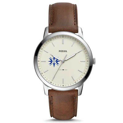Men's Fossil Silver Moravian Greyhounds The Minimalist Brown Leather Watch