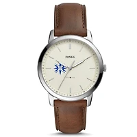 Men's Fossil  Silver Moravian Greyhounds The Minimalist Brown Leather Watch