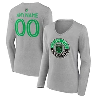 Women's Heather Gray Austin FC The Game Is Everything Personalized Any Name & Number Long Sleeve V-Neck T-Shirt
