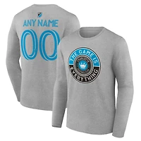 Men's Heather Gray Charlotte FC The Game Is Everything Personalized Any Name & Number Long Sleeve T-Shirt