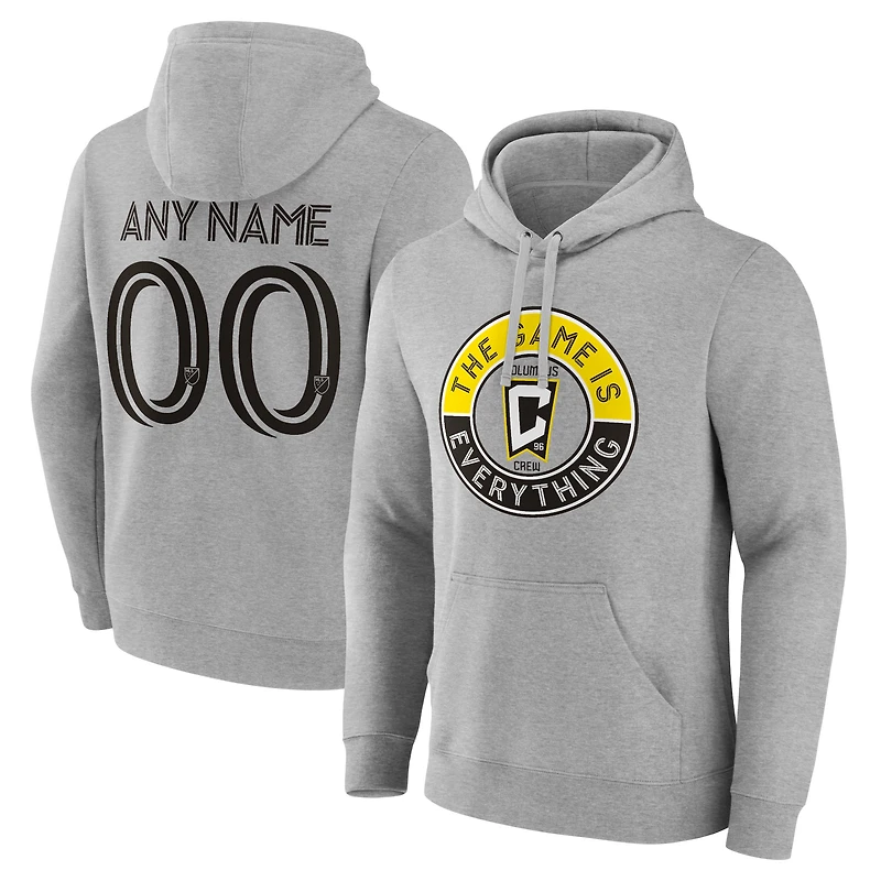 Men's Gray Columbus Crew The Game Is Everything Personalized Any Name & Number Pullover Hoodie