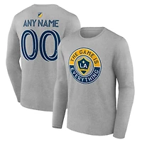 Men's Heather Gray LA Galaxy The Game Is Everything Personalized Any Name & Number Long Sleeve T-Shirt