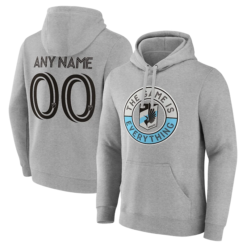Men's Gray Minnesota United FC The Game Is Everything Personalized Any Name & Number Pullover Hoodie