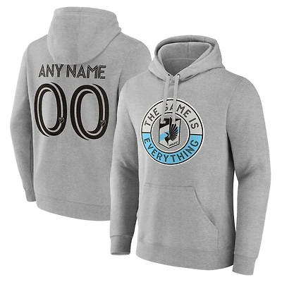 Men's Gray Minnesota United FC The Game Is Everything Personalized Any Name & Number Pullover Hoodie