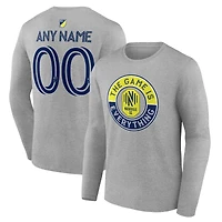 Men's Heather Gray Nashville SC The Game Is Everything Personalized Any Name & Number Long Sleeve T-Shirt