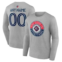 Men's Heather Gray New England Revolution The Game Is Everything Personalized Any Name & Number Long Sleeve T-Shirt