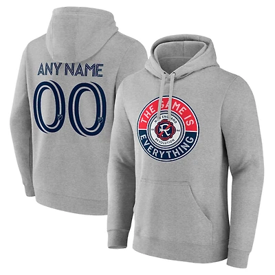 Men's Gray New England Revolution The Game Is Everything Personalized Any Name & Number Pullover Hoodie