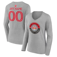 Women's Heather Gray New York Red Bulls The Game Is Everything Personalized Any Name & Number Long Sleeve V-Neck T-Shirt