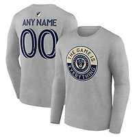 Men's Heather Gray Philadelphia Union The Game Is Everything Personalized Any Name & Number Long Sleeve T-Shirt