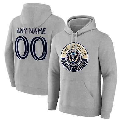 Men's Gray Philadelphia Union The Game Is Everything Personalized Any Name & Number Pullover Hoodie