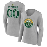 Women's Heather Gray Portland Timbers The Game Is Everything Personalized Any Name & Number Long Sleeve V-Neck T-Shirt