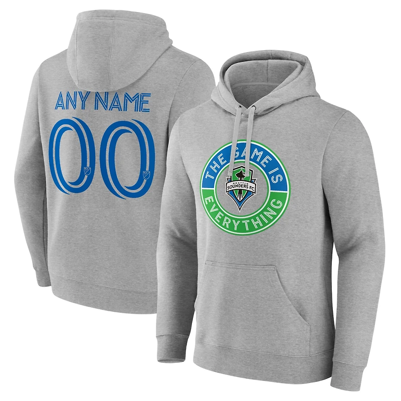 Men's Gray Seattle Sounders FC The Game Is Everything Personalized Any Name & Number Pullover Hoodie