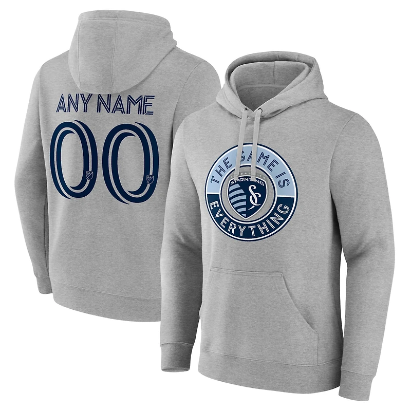 Men's Gray Sporting Kansas City The Game Is Everything Personalized Any Name & Number Pullover Hoodie