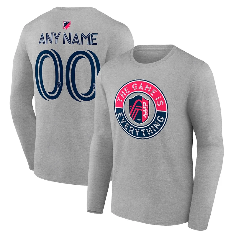 Men's Heather Gray St. Louis City SC The Game Is Everything Personalized Any Name & Number Long Sleeve T-Shirt