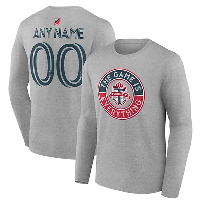Men's Heather Gray Toronto FC The Game Is Everything Personalized Any Name & Number Long Sleeve T-Shirt