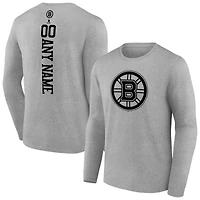Men's Heather Gray Boston Bruins Personalized Name & Number Long Sleeve T-Shirt