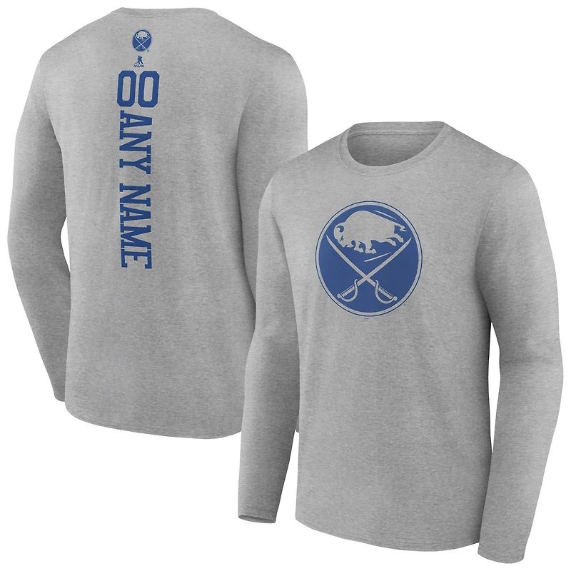Men's Heather Gray Buffalo Sabres Personalized Name & Number Long Sleeve T-Shirt
