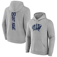 Men's Heather Gray Columbus Blue Jackets Personalized Name & Number Pullover Hoodie