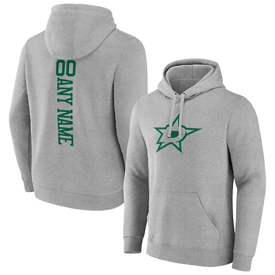 Men's Heather Gray Dallas Stars Personalized Name & Number Pullover Hoodie