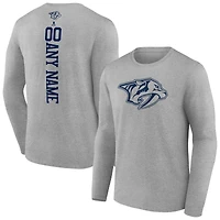Men's Heather Gray Nashville Predators Personalized Name & Number Long Sleeve T-Shirt
