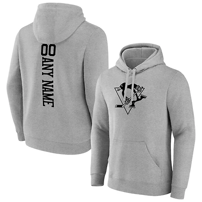 Men's Heather Gray Pittsburgh Penguins Personalized Name & Number Pullover Hoodie